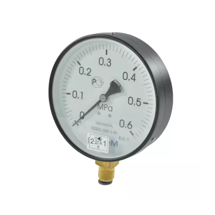 Манометр МД 02 радиальный Дк160мм 0-10 бар кл.1,5 G1/2" ЭКОМЕРА МД02-160-G-10