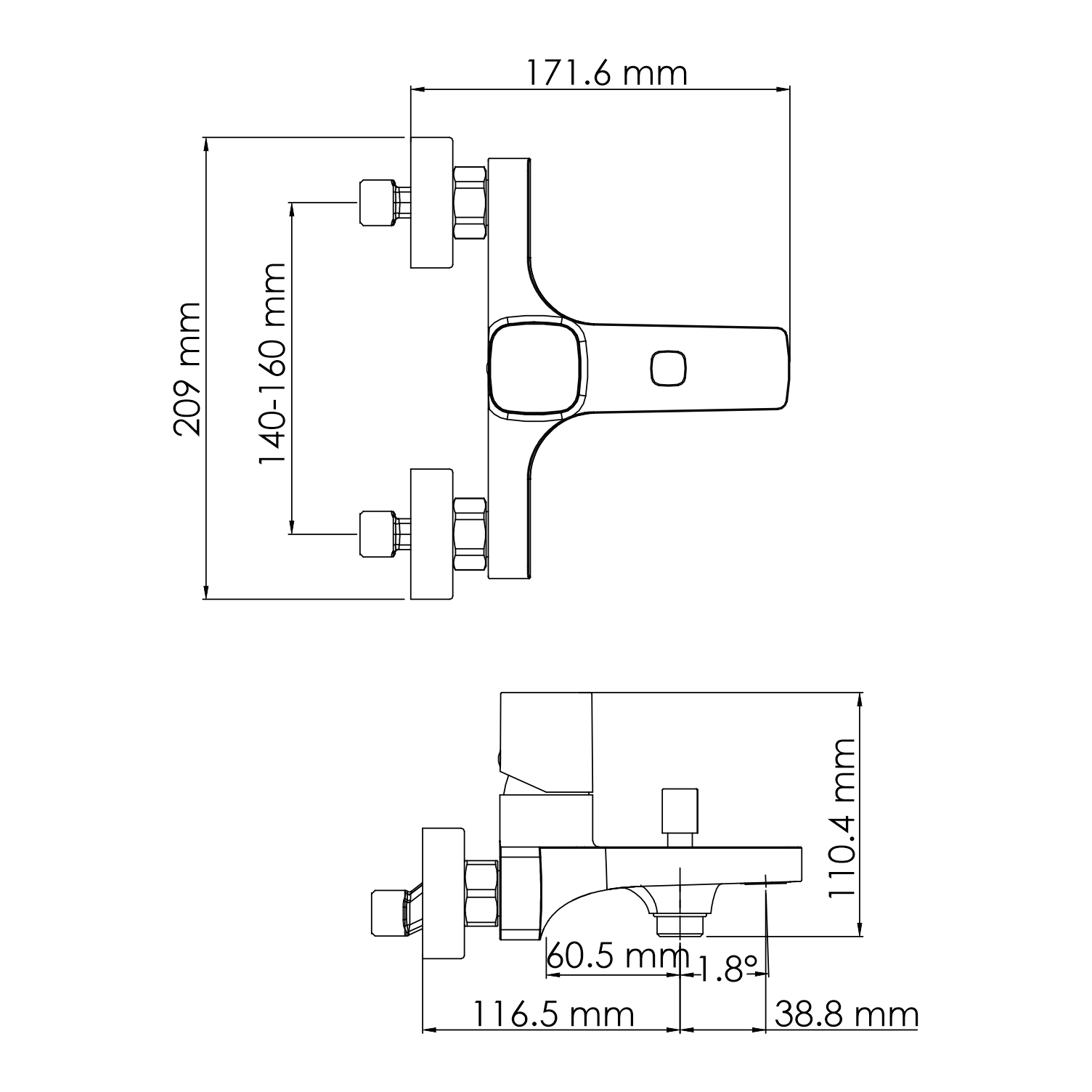 Naab 8601 Смеситель для ванны и душа