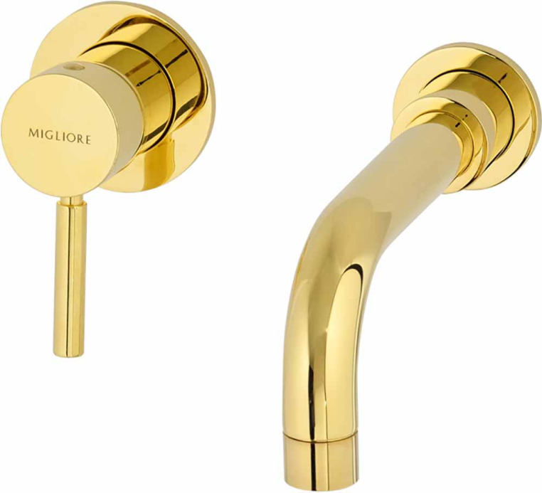 Смеситель для раковины скрытого монтажа настенный Migliore Fortis Gold 31548 на 2 отверстия золото