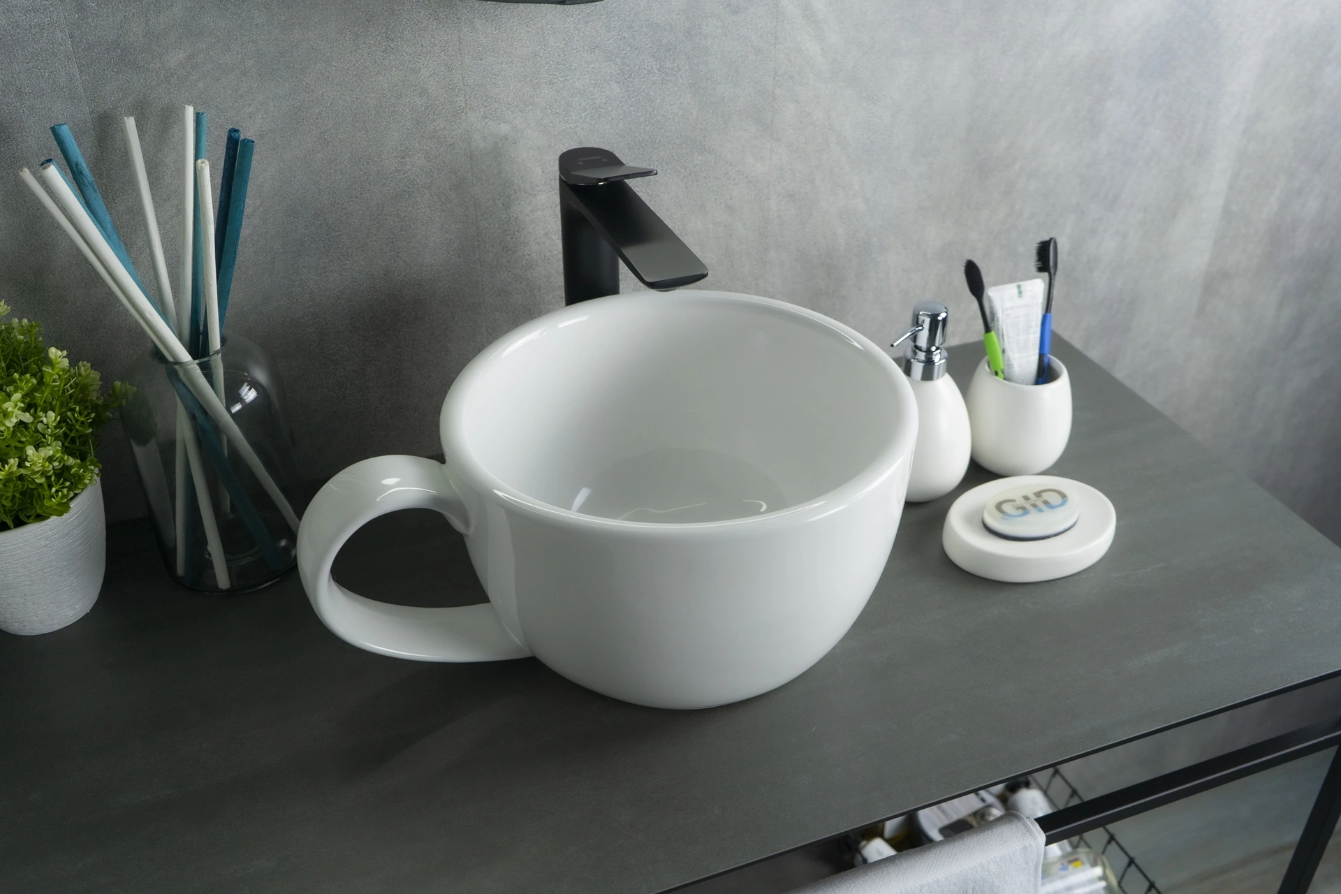 Раковина Gid N9055 51186 накладная белая 40x30x18