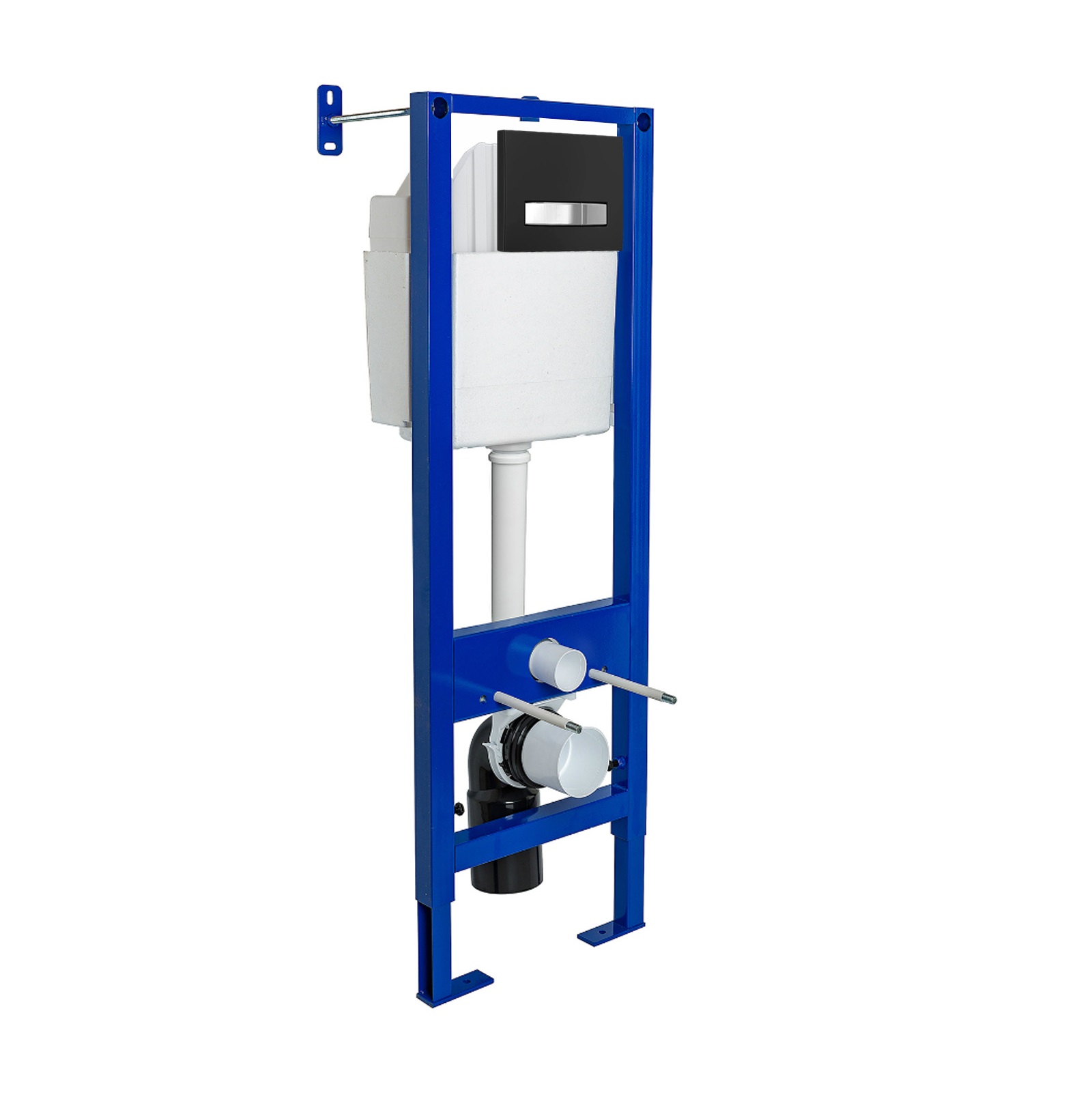 Инсталляция BERGES для скрытого монтажа унитаза АТОМ 410 кнопка Atom Line черная Soft Touch/хром глянец