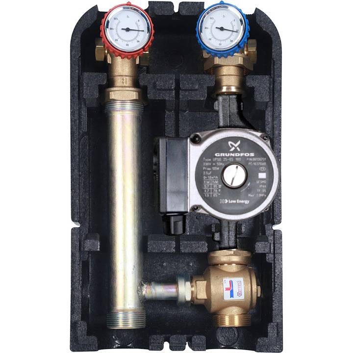 Насосная группа STOUT (SDG-0015-002502) для твердотопливных котлов 1 с насосом Grundfos UPSO 25-65 в теплоизоляции