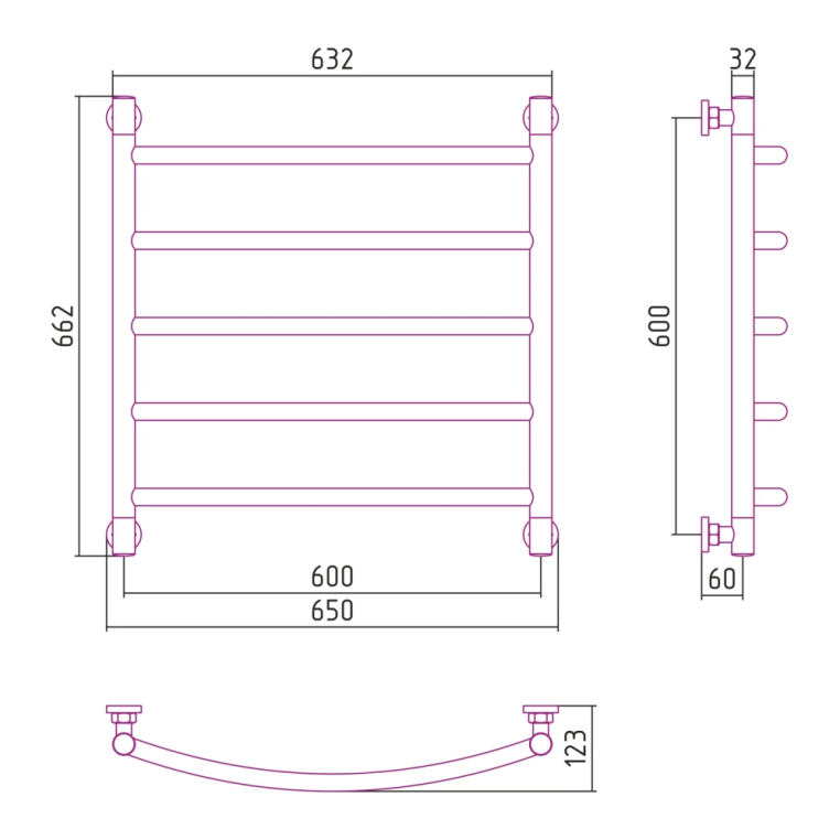 Полотенцесушитель водяной Сунержа Галант+ 65x66 03-0200-6060 золото