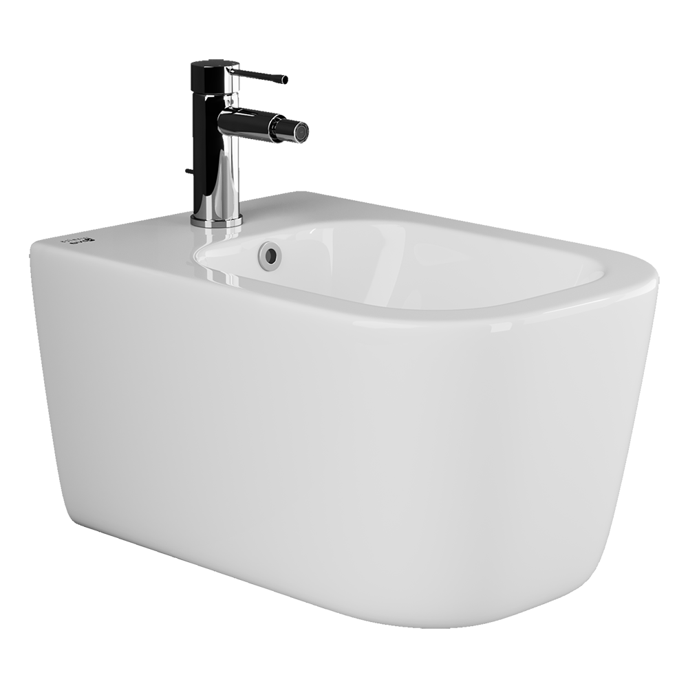 Подвесные биде CERAMICANOVA CN3006 Подвесное биде NEW DAY, 1 отверстие под смеситель, с крепежом для скрытого монтажа