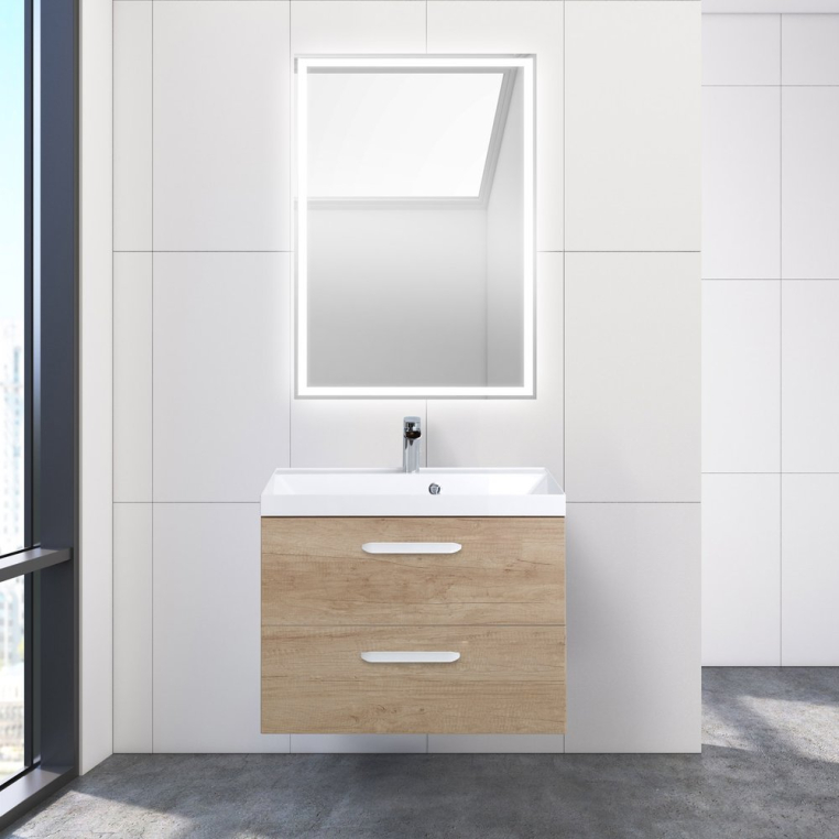 Комплект мебели BelBagno Aurora 70 rovere nebrasca nature (AURORA-700-2C-SO-RNN+BB700/450-LV-MR-AST+8.1135.192160.42+SPC-GRT-600-800-LED-BTN)