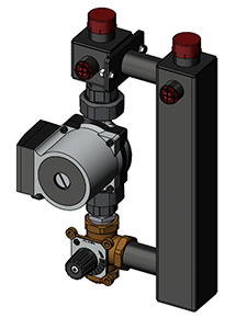 Насосный модуль Zota со смесителем под привод СП25/40 (Grundfos 130 мм+клапан) (GR 493200 2008)