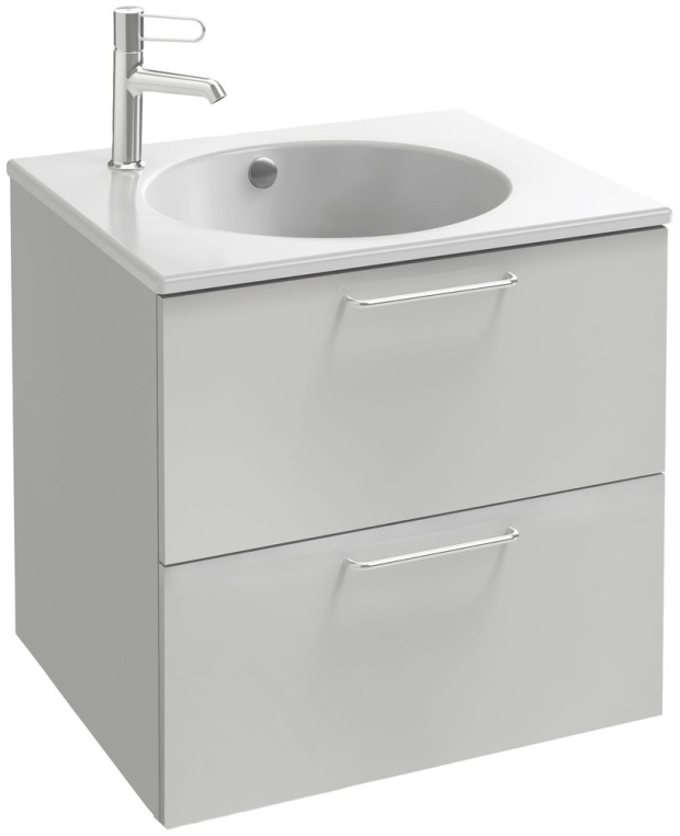 Тумба с раковиной Jacob Delafon Odeon Rive Gauche 60 белая, 2 ящика, ручки хром (EB2520-R5-N18+EXBA112-Z-00)