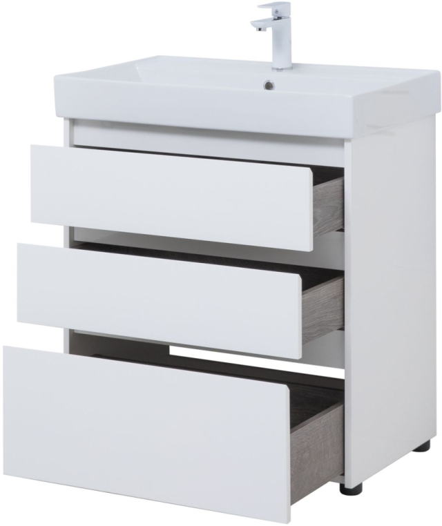 Тумба под раковину Aquanet Nova Lite 75 белый глянец (3 ящика) 00302472