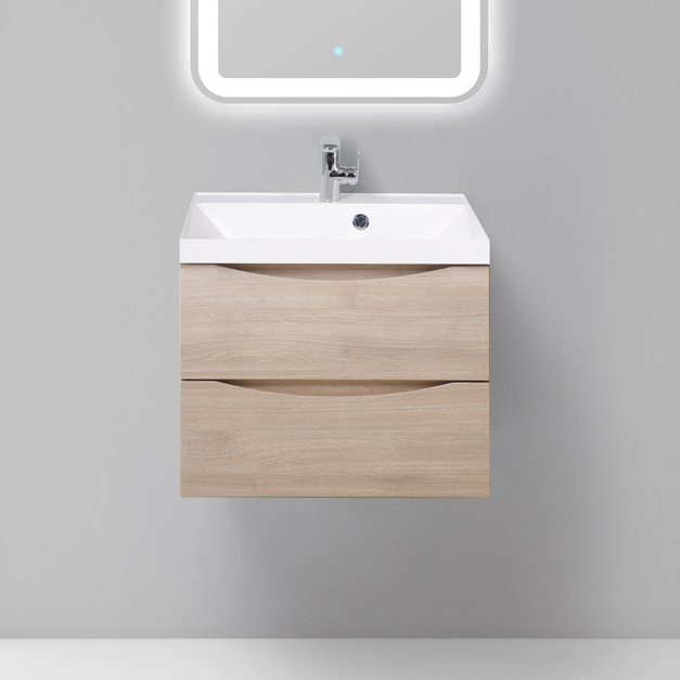 Тумба с раковиной BelBagno Marino 60 rovere grigio (MARINO-600-2C-SO-RG-P+BB600/450-LV-MR-AST)