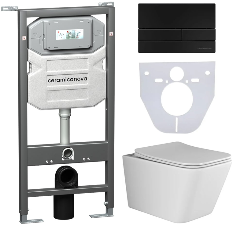 Инсталляция с унитазом и с кнопкой смыва Ceramica Nova CN3007_1002B_1000