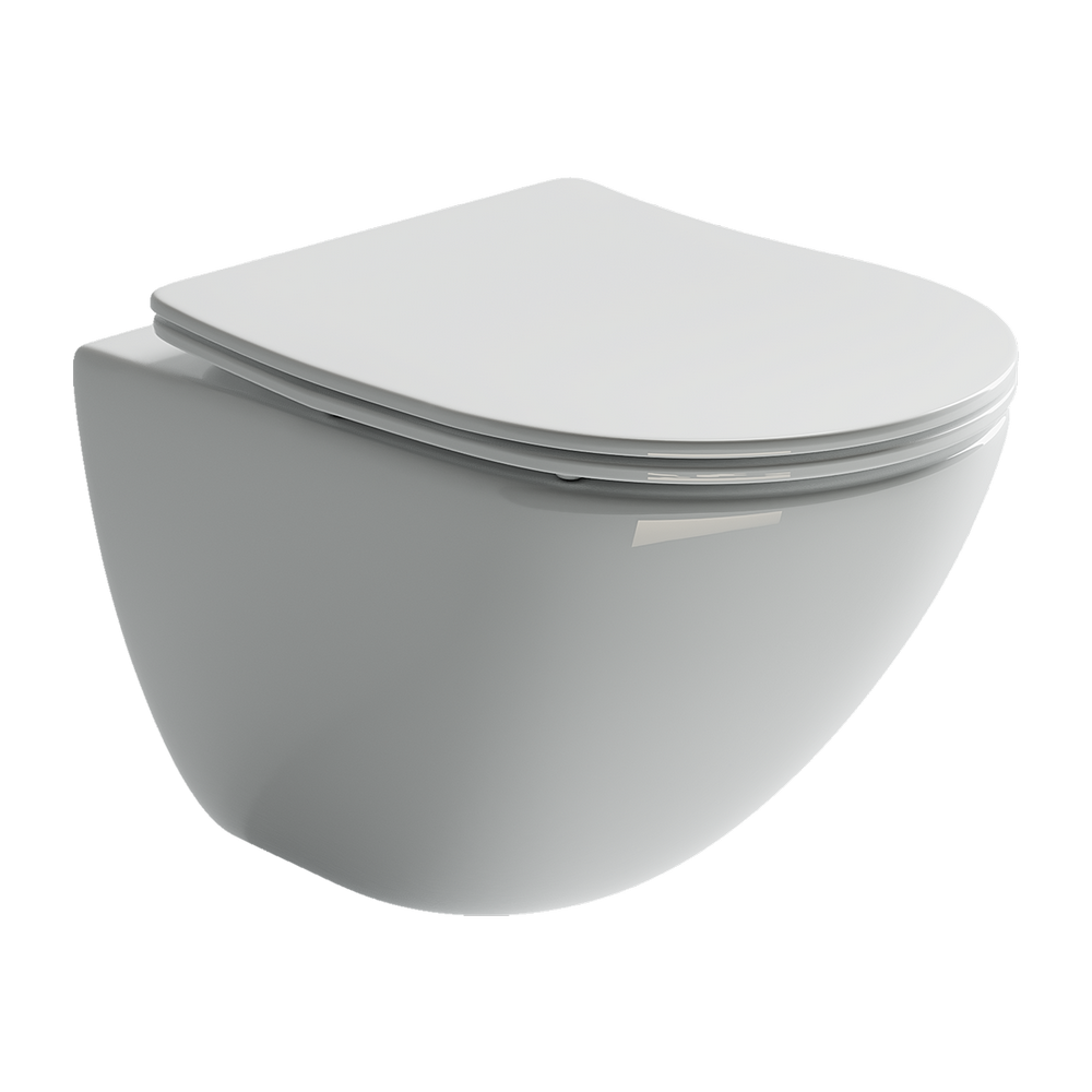 Подвесной унитаз Mono Rimless, глубокий смыв, с крепежом для полностью скрытого монтажа, ультратонким сидением и крышкой с функцией плавного закрытия, дюропласт