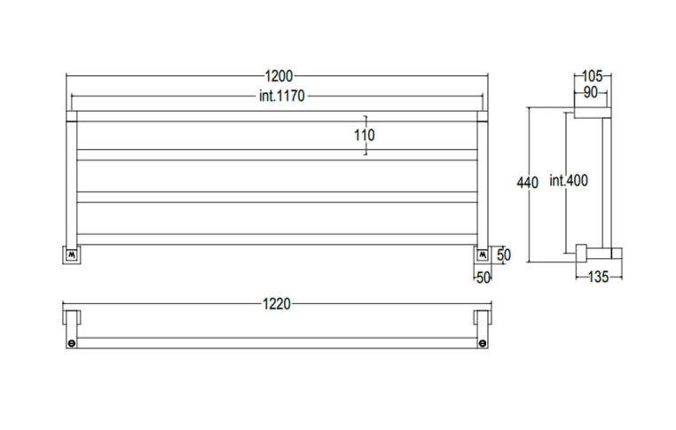 Полотенцесушитель водяной Margaroli Panorama 122x44 730117004GO золото
