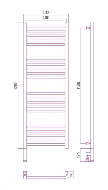 Электрический полотенцесушитель Сунержа Богема 3.0 прямая 1200x400 МЭМ Лев. матовый белый (30-5804-1240)