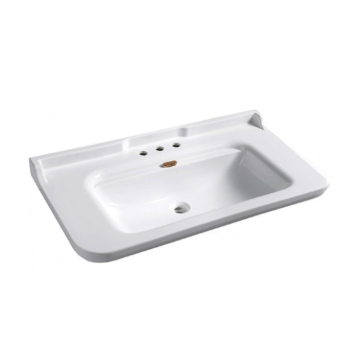Раковина Kerasan Waldorf 120х55 см, 3 отв., керамическая, белый/бронза