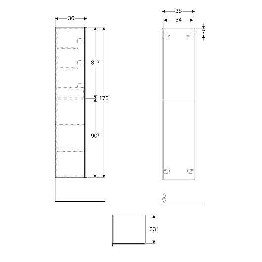 Шкафчик высокий Geberit Acanto 38x173 500.619.JK.2