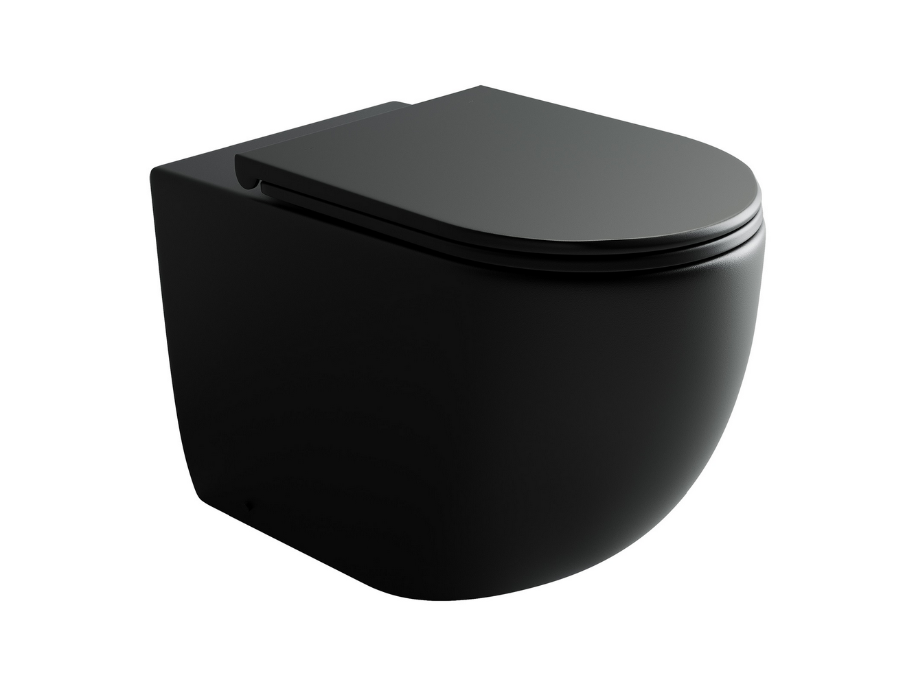 Напольный пристенный унитаз-соло Metropol Rimless, глубокий смыв, горизонтальный (универсальный) выпуск, с крепежом, ультра тонким с сидением и крышкой с функцией плавного закрытия, дюропласт (цвет черный матовый)