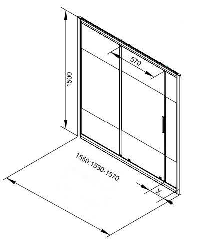Шторка для ванны Aquanet Practic AE10-B-155H150U-CP 155, прозрачное стекло/шелкография