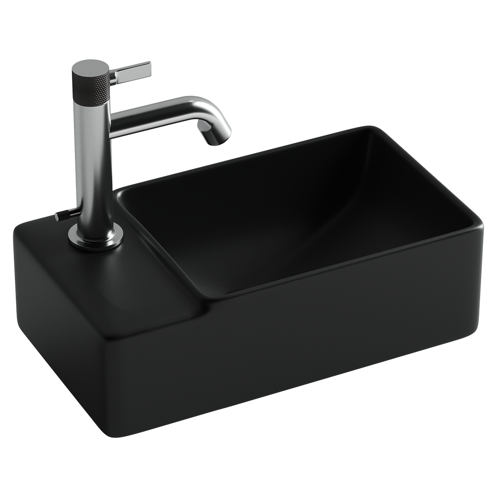 Умывальник подвесной прямоугольный (чаша справа, отверстие под смеситель слева) цвет черный матовый Element 395x220x125мм