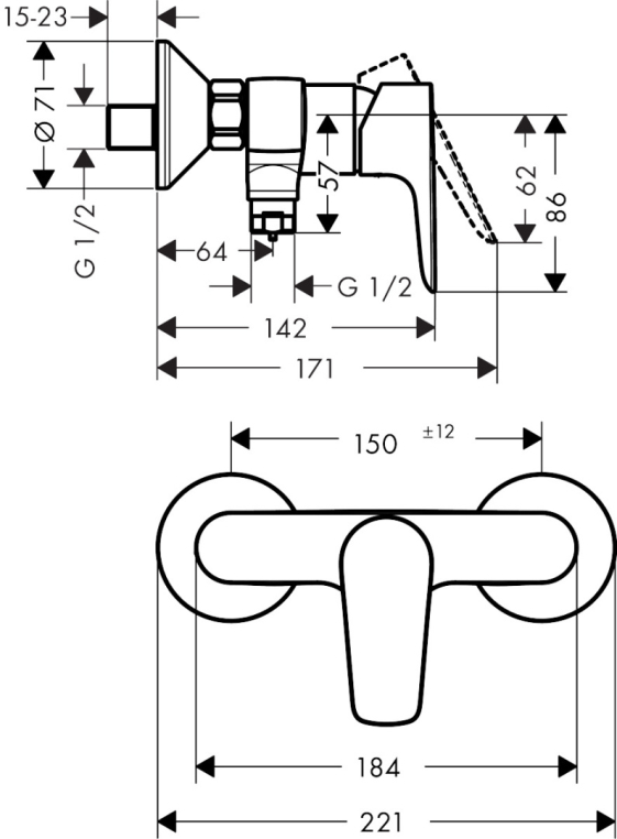 Смеситель для душа Hansgrohe Talis E шлифованный, черный хром (71760340)