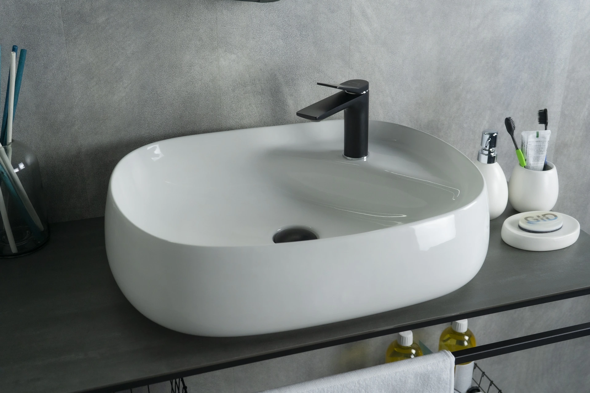 Раковина Gid N9048 51185 накладная белая 59x46x15