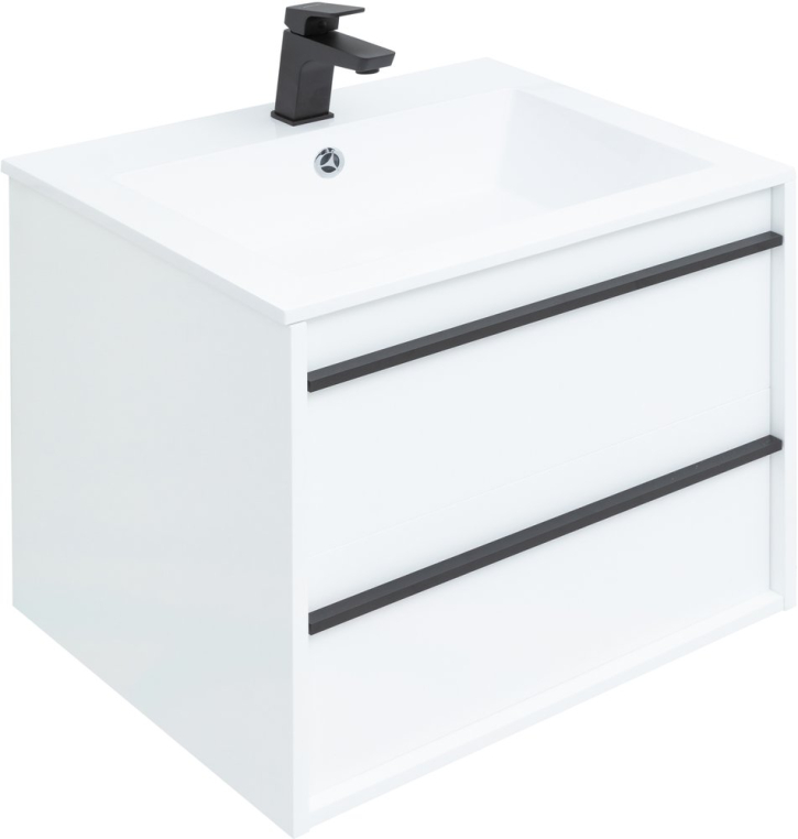 Тумба с раковиной Aquanet Lino 60 белый матовый (00253901+00270160)