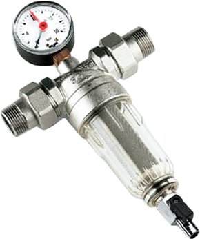 Фильтр TIEMME 1/2" тонкой очистки с манометром со сгонами для холодной воды самопромывной (3130002(3135N0004))