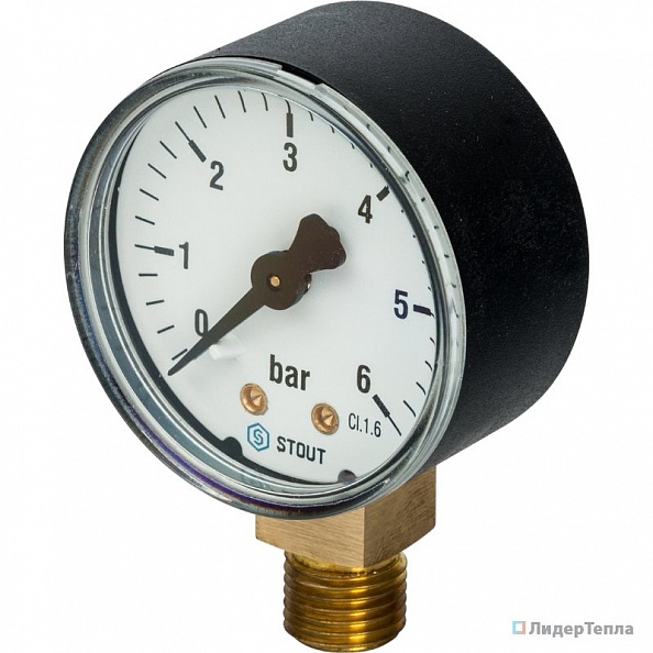 STOUT Манометр радиальный. Корпус Dn 50 мм 1/4" до 6 bar (SIM-0010-500608)