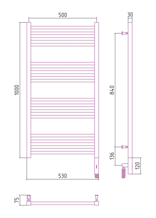 Электрический полотенцесушитель Сунержа Модус 3.0 1000x500 МЭМ Пр. матовый белый (30-5701-1050)