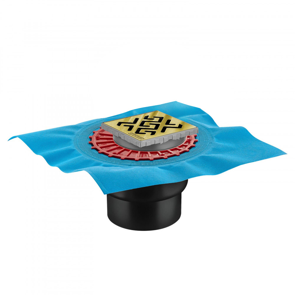 Трап BERGES водосток ZENTRUM Antik 100х100, бронза, выпуск D50/75/110 H74 вертикальный