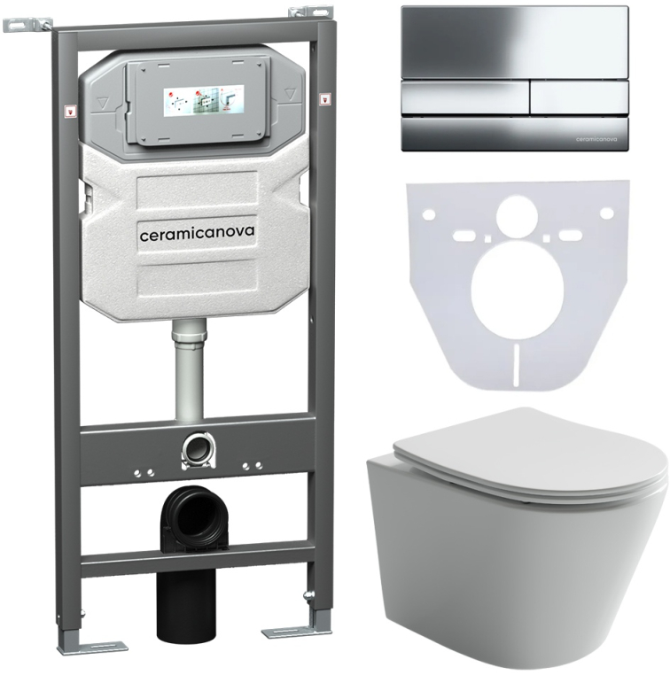 Инсталляция с унитазом и с кнопкой смыва Ceramica Nova CN6000_1002CH_1000