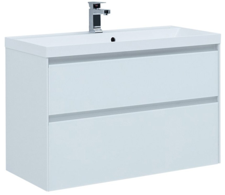 Тумба с раковиной Aquanet Гласс 100 (00235664+00179392)