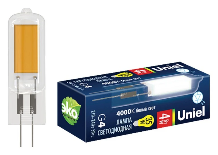 Лампа светодиодная Uniel G4 6Вт 4000K LED-JC-220/6W/4000K/G4/CL GLZ08TR картон