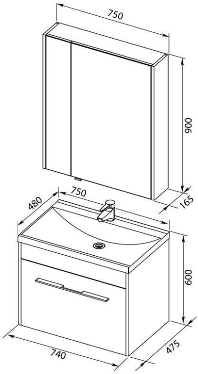 Мебель для ванной Aquanet Августа 75 белый (раковина Нота NEW) 00225246