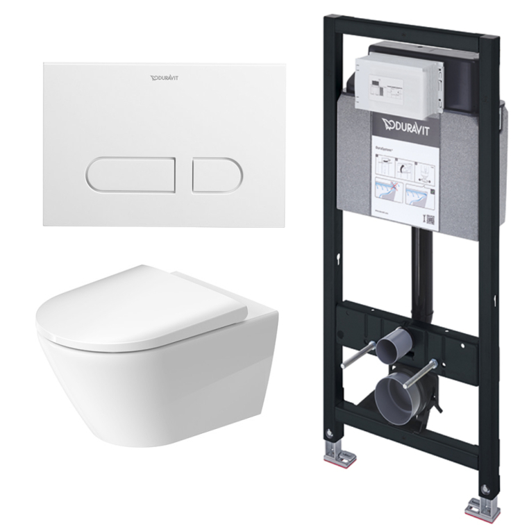 Инсталляция с подвесным унитазом Duravit D-NEO/DuraSystem кнопка хром