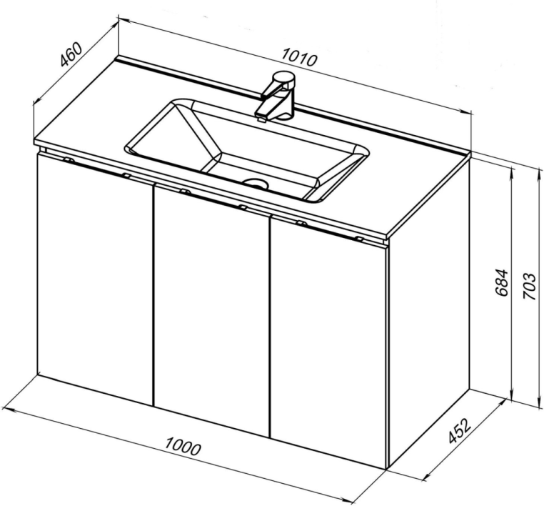 Тумба под раковину Aquanet Алвита New 100 3 дверцы, дуб веллингтон белый 00277533