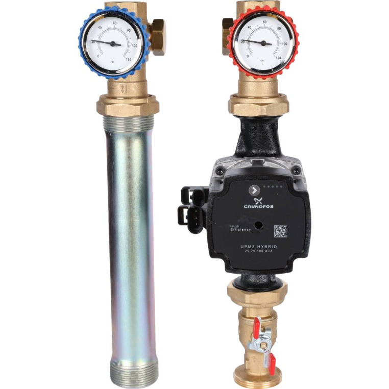 Насосная группа STOUT (SDG-0001-002503) с прямым контуром 1 с насосом Grundfos UPM3 Hybrid 25-70