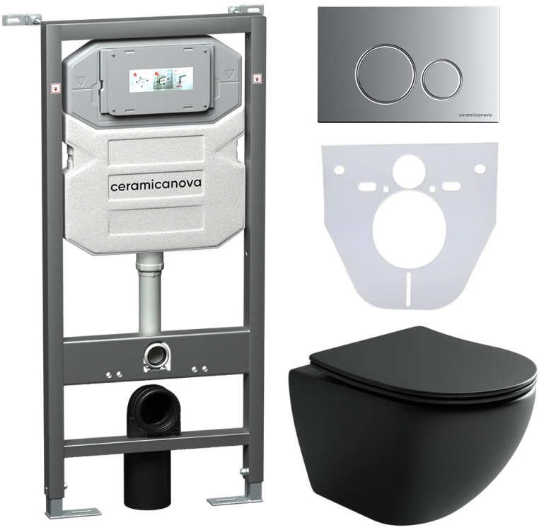 Инсталляция с унитазом и с кнопкой смыва Ceramica Nova CN4002MB_1001M_1000