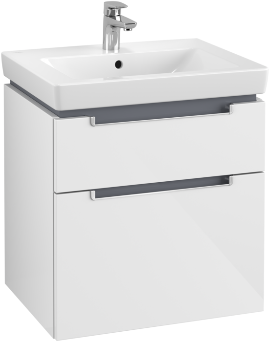 Тумба под раковину Villeroy & Boch Subway 2.0 587 x 590 x 454 mm A90900DH 2 выдвижных ящика, Glossy White