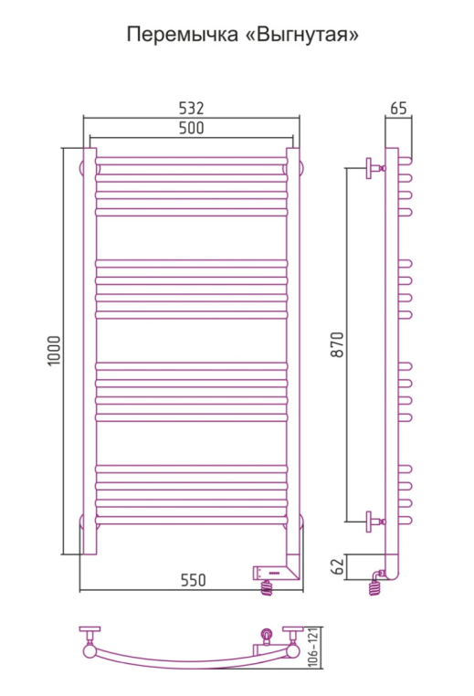 Электрический полотенцесушитель Сунержа Богема 2.0 1000x500 ТЭН Пр. (00-5203-1050)
