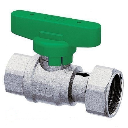 Кран шаровой Far 3/4” ВР-накидная гайка 1" хром с зеленой ручкой (FS 3047 134VC)
