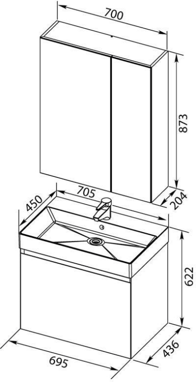 Мебель для ванной Aquanet Нью-Йорк 70 орех 00211660
